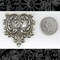 Antiqued Silver Plated Brass Vintage Style Ruffled Heart Pendants - Set of Two - XXX - S-P43